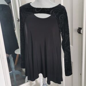 Sympli black cutout burnout velvet floral swing tunic. Whimsigoth,witchy. Size 8